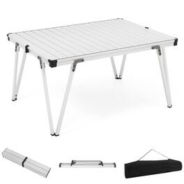 Boyel Living - Folding Camping Picnic Table with Storage Bag 37-in L x 27-in W x 19.0-in H Waterproof Desktop - Silver