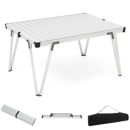 Front. Boyel Living - Silver Folding Camping Picnic Table with Storage Bag 37-in L x 27-in W x 19.0-in H Waterproof Desktop - Silver.
