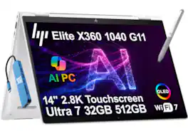 HP - Elitebook x360 1040 G11 14" 2.8K OLED Touch 2-in-1 AI PC Laptop - Intel Ultra 7 155H - 32GB RAM - 512GB SSD - Win11Pro - Silver