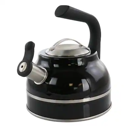 Front. Kenmore - Kenmore Elite 2.3 Quart Stainless Steel Whistling Tea Kettle in Black - Black.