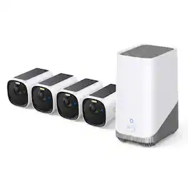 eufy - eufyCam E40 4-Cam& Homebase S380, 2K MaxColor Night Vision,Solar Security Camera,No Monthly Fee - White