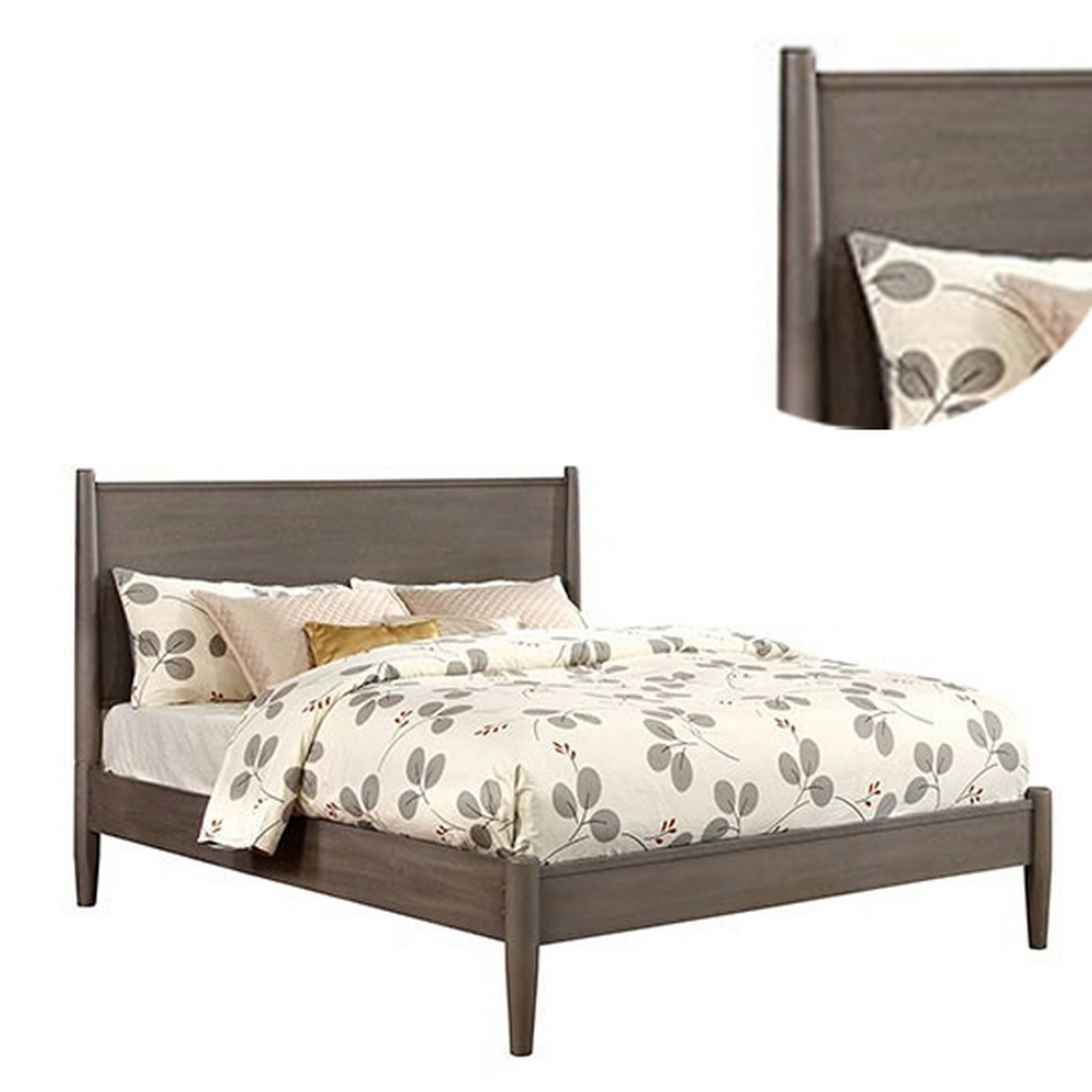 Alt View 1. Manhattan Lane - Wooden Eastern King Size Bed with Panel Headboard, Gray - Gray.
