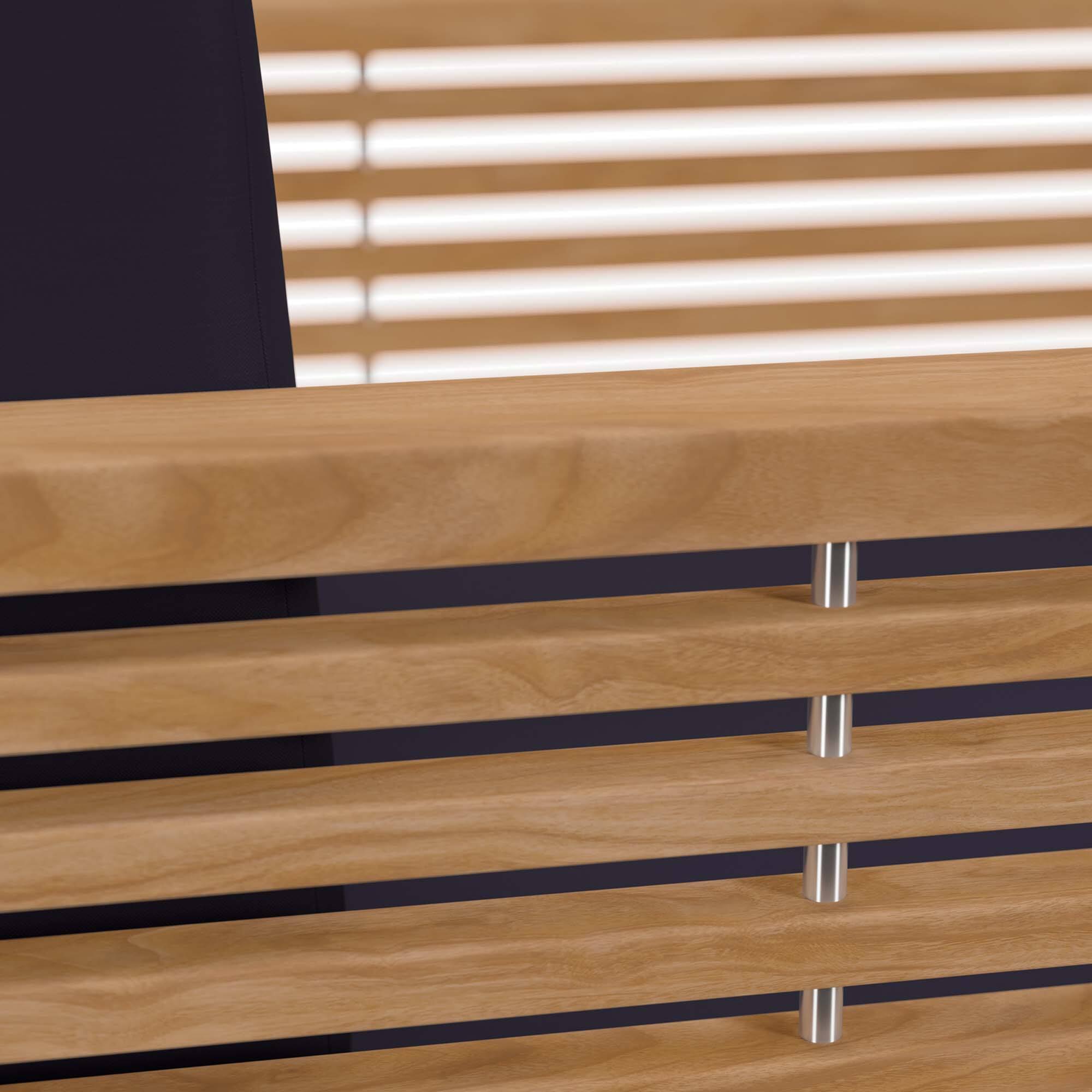 Alt View 4. Modway - Carlsbad 3-Piece Teak Wood Outdoor Patio Set - Grade A Premium Teak, All-Weather Cushions - Natural Navy.