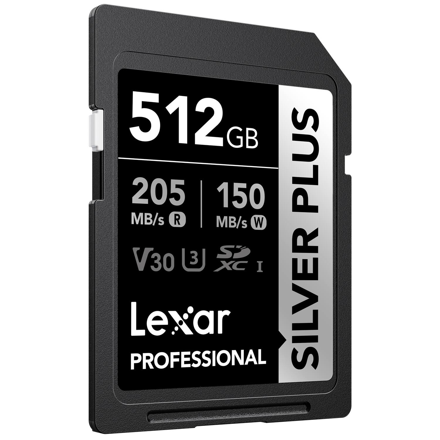 512GB  
205 MB/s R  
150 MB/s W  
V30  
XC I  
Lexar PROFESSIONAL  
SILVER PLUS