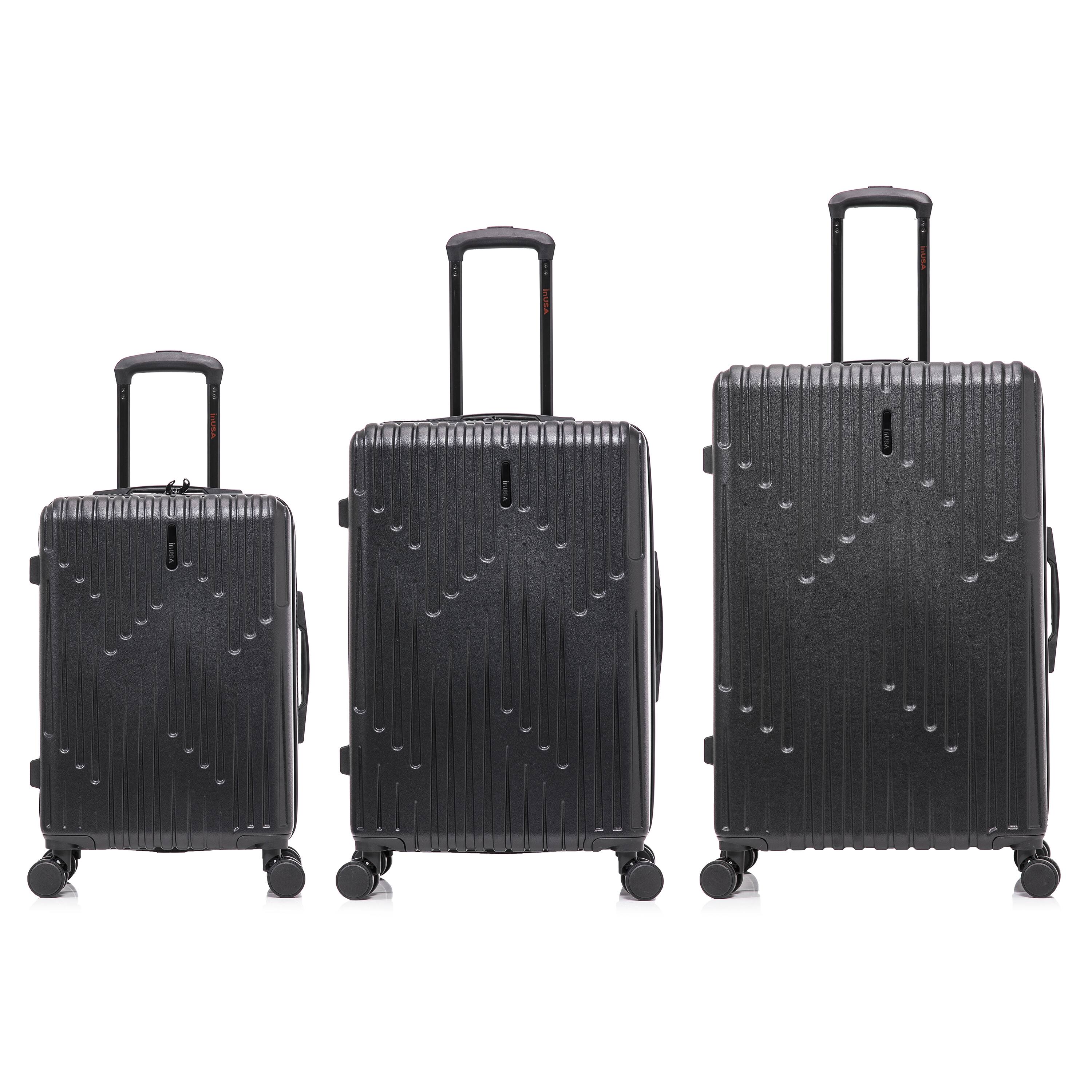 Back. InUSA - Drip lightweight hardside spinner 3 Piece Luggage Set  20"/24"/28" - BLACK.