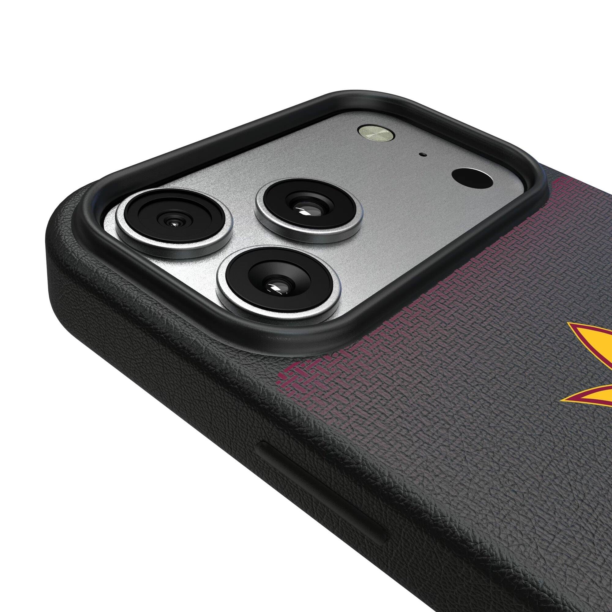 Alt View 2. Keyscaper - Arizona State Sun Devils Linen Logo iPhone Magnetic Bump Case - 16 Pro - Black.