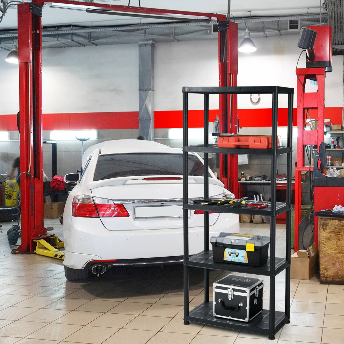 Alt View 3. Costway - Costway 5-Tier Storage Shelving Freestanding Heavy Duty Rack,33.5"L X 16"W X 73"H - Black.