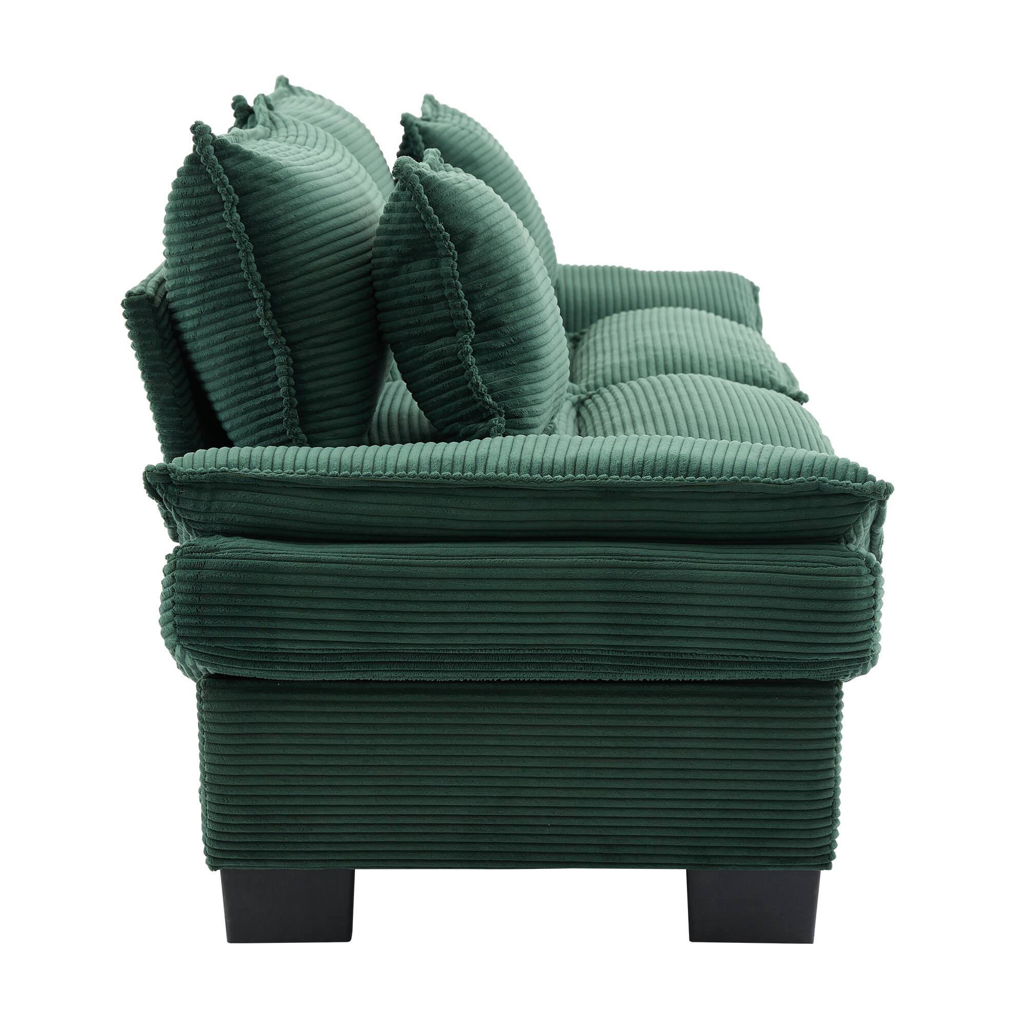 Alt View 1. Tiramisubest - Corduroy Couch Loveseat Sofa with Pillows,Comfy Upholstered Deep Seat Sofa for Bedroom,Living Room,Office-Green - Green.