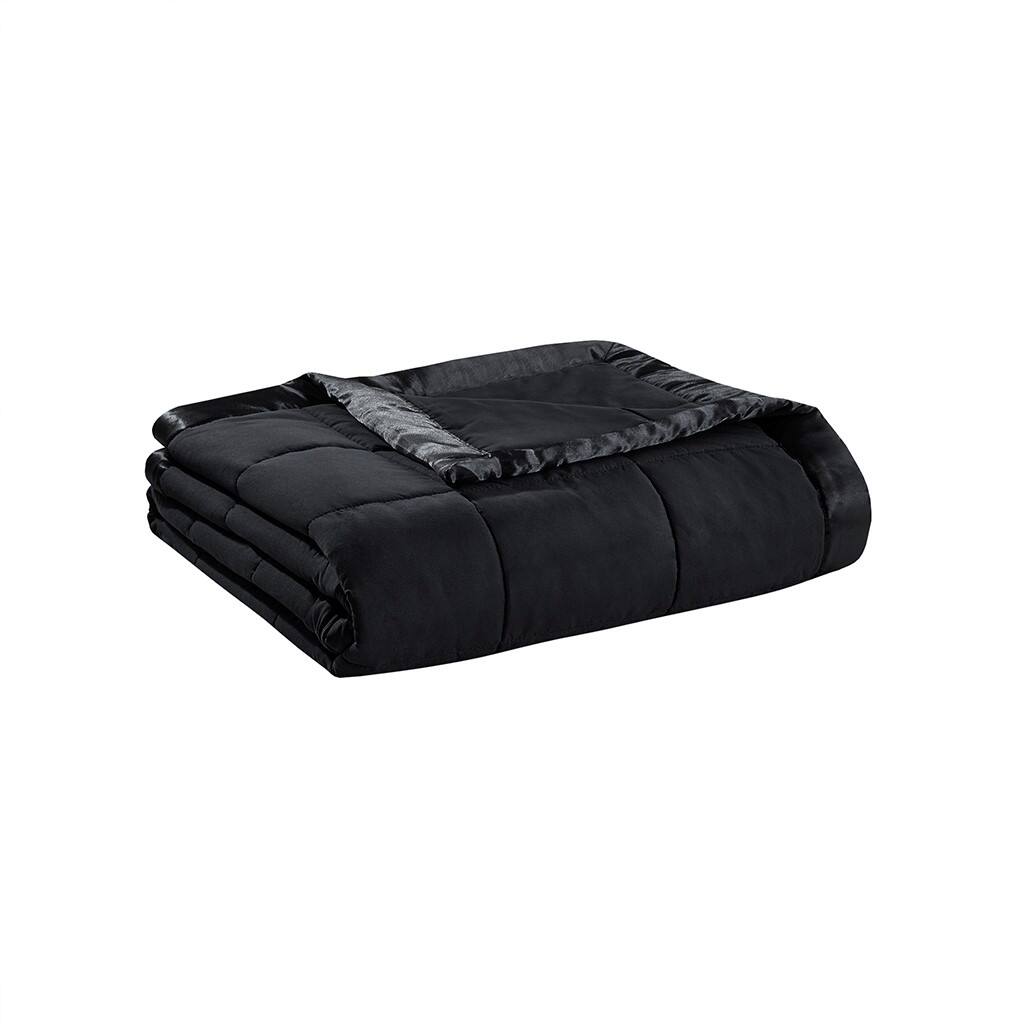 Alt View 2. Gracie Mills - Gracie Mills Larry All-Season Down Alternative Blanket with Satin Trim - Black.