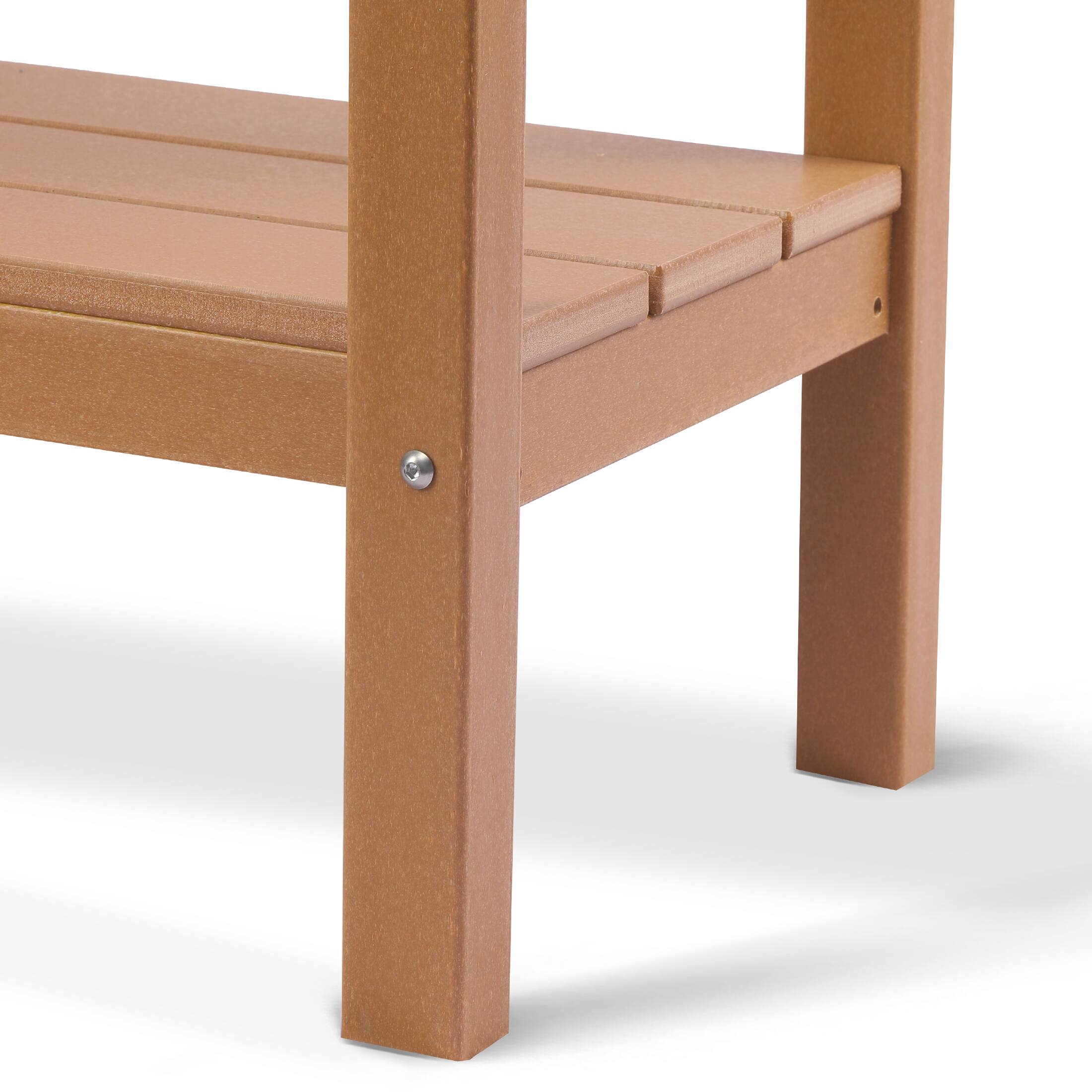 Alt View 4. WestinTrends - WestinTrends Malibu 55" Outdoor Patio HDPE Adirondack 2-Tier Shelf Console Table - Teak.