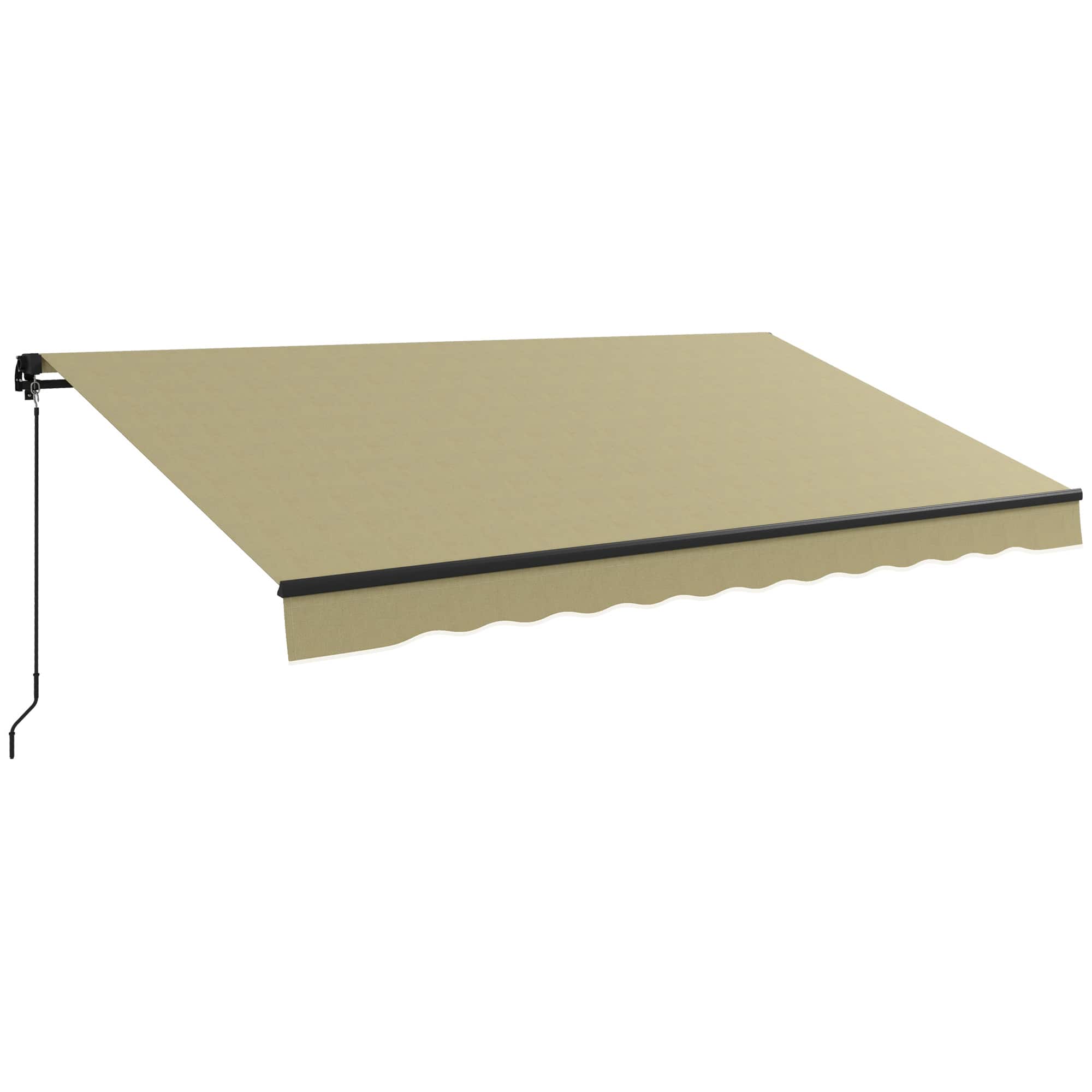 Outsunny - 12' x 10' Retractable Awning, Patio Awning Sunshade Shelter with Manual Crank Handle, 280gsm UV Resistant Fabric - Beige