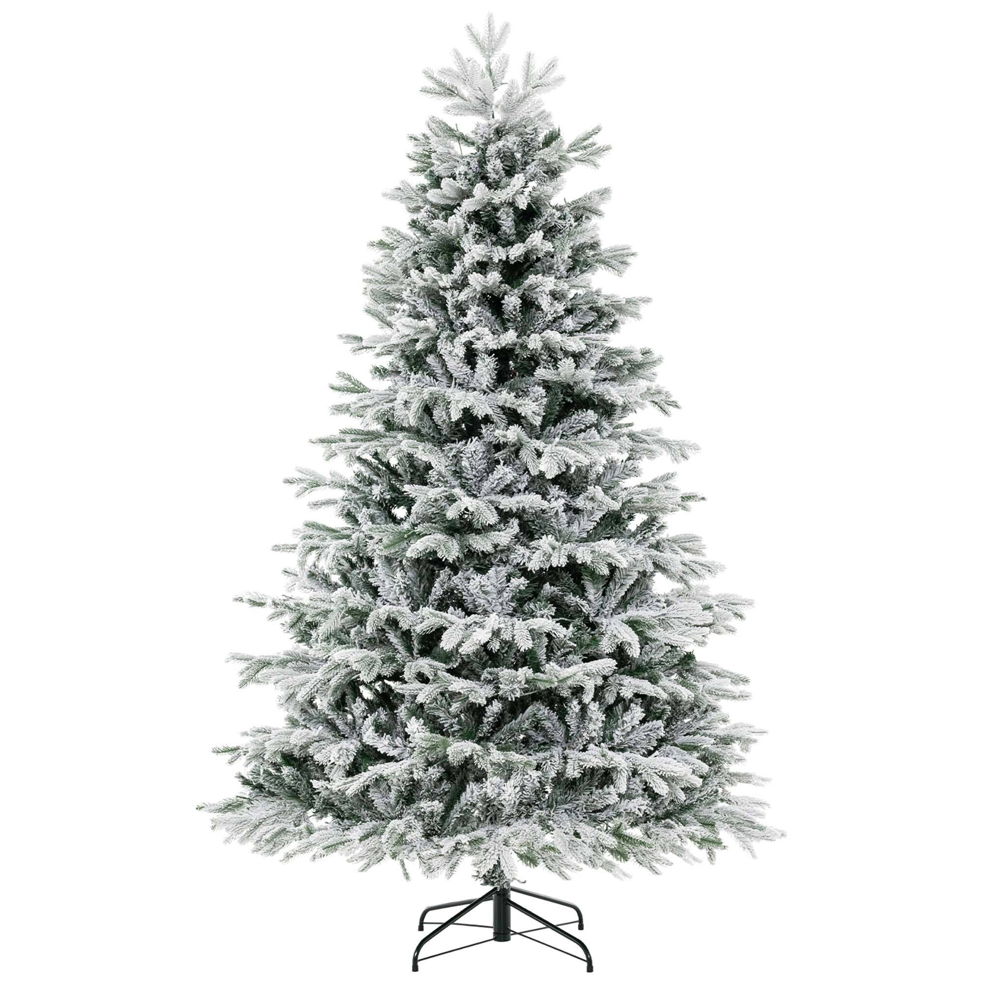 Alt View 19. Costway - 7 FT Pre-Lit Christmas Tree Snow Flocked Hinged Xmas Decoration with 450 Lights - Green/White.