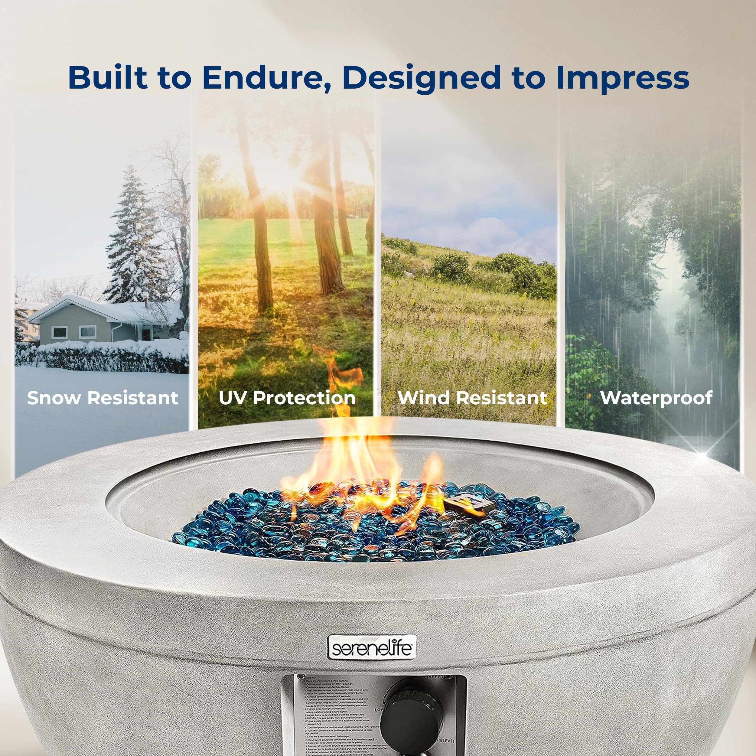 Built to Endure, Designed to Impress

- Snow Resistant
- UV Protection
- Wind Resistant
- Waterproof

serenelife