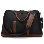 Front. Elle - ELLE Luxe Journey 30L Twill and Vegan Leather Weekender Duffel Bag | Black - Black.