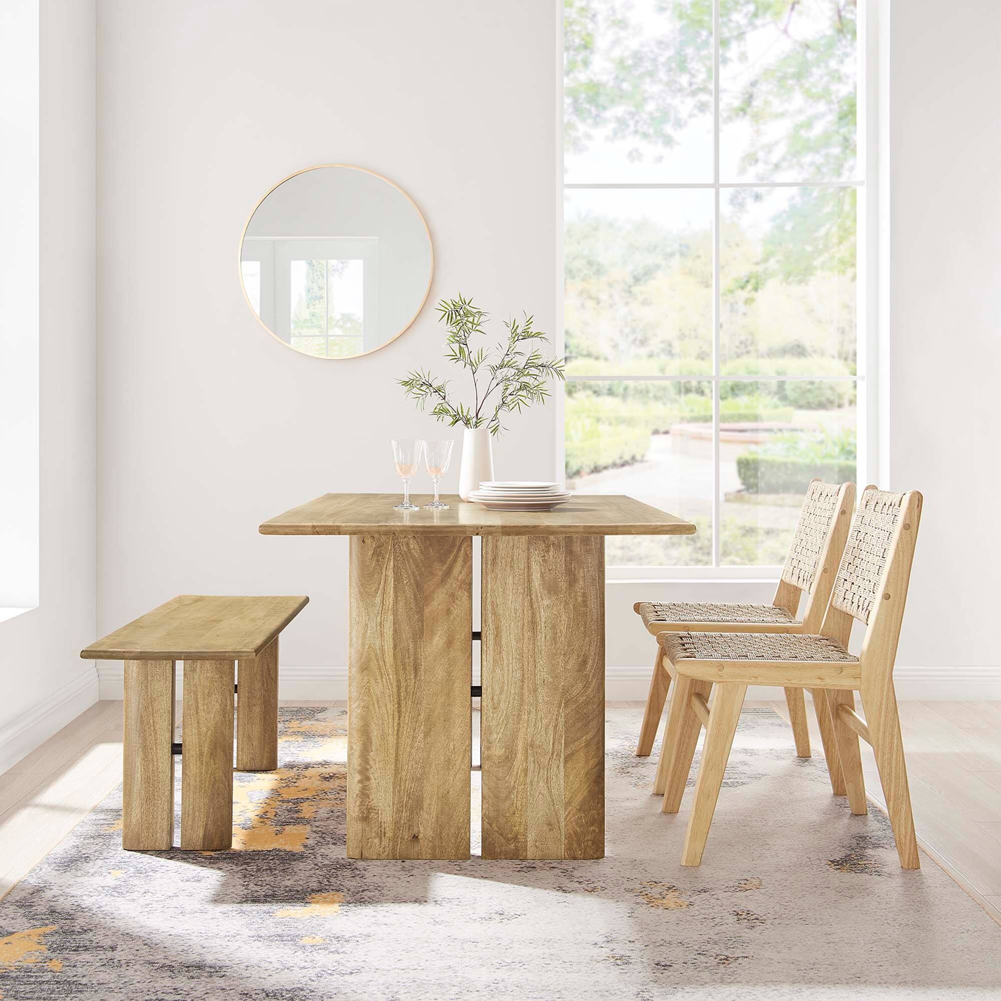 Alt View 2. Modway - Amistad 60" Wood Dining Table and Bench Set by Modway - Oak.