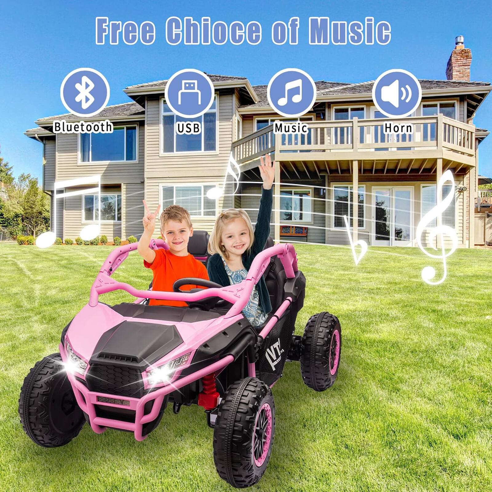 Free Choice of Music

- Bluetooth
- USB
- Music
- Horn