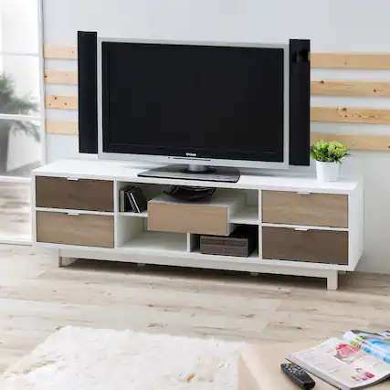 Front. Hivvago - Hivvago Modern 70-inch TV Stand Entertainment Center with Wood Accents - Natural.