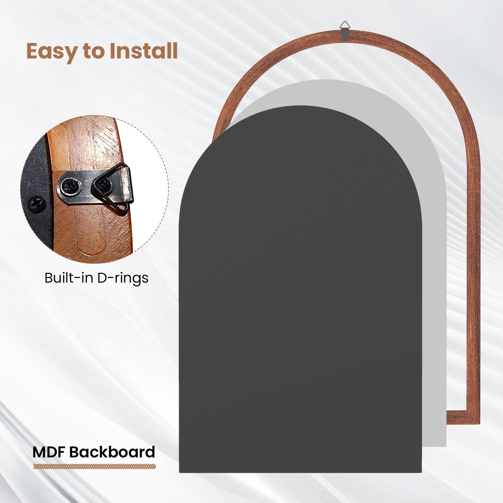 Easy to Install  
Built-in D-rings  
MDF Backboard