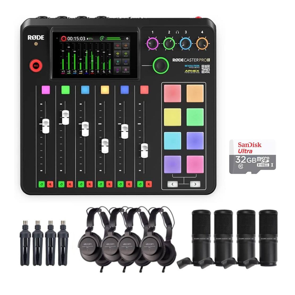 RODE
RODECASTER PRO II
REVOLUTIONARY AUDIO INTERFACE
APHEX ES2480Id2
SanDisk Ultra 32GB microSDHC
1 2 3 4
BEC a1 +2 3 14 & . + & e a
1 2 3 4
1 2 3 4
1 0 4 O 4 O 4 O 4