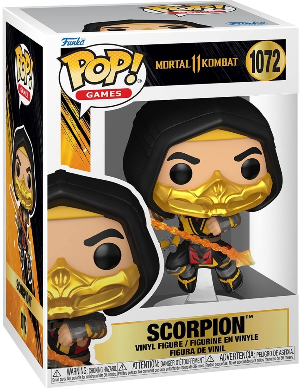 OP Tinly Funko M POP! MORTAL 11 KOMBAT 1072 R GAMES GAMES SCORPION FIGURINE EN VINYLE FIGURE / VINYL DE VINIL FIGURA PELIGRO DE ASFIXIA. D'TOUFFEMENT. ADVERTENCIA: nios menores de 36 meses. DANGER No es adecuado para ATTENTION: de 36 mois, Partes pequerias. HAZARD. aux enfants de moins WARNING: CHOKING Petites pieces. Ne convient pas children under 36 months Not suitable for Smal parts