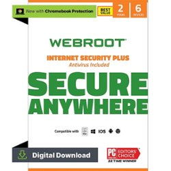 Webroot - Internet Security Plus + Antivirus Protection (6 Devices) (2-Year Subscription) - Android, Apple iOS, Chrome, Mac OS, Windows [Digital] - Front_Zoom