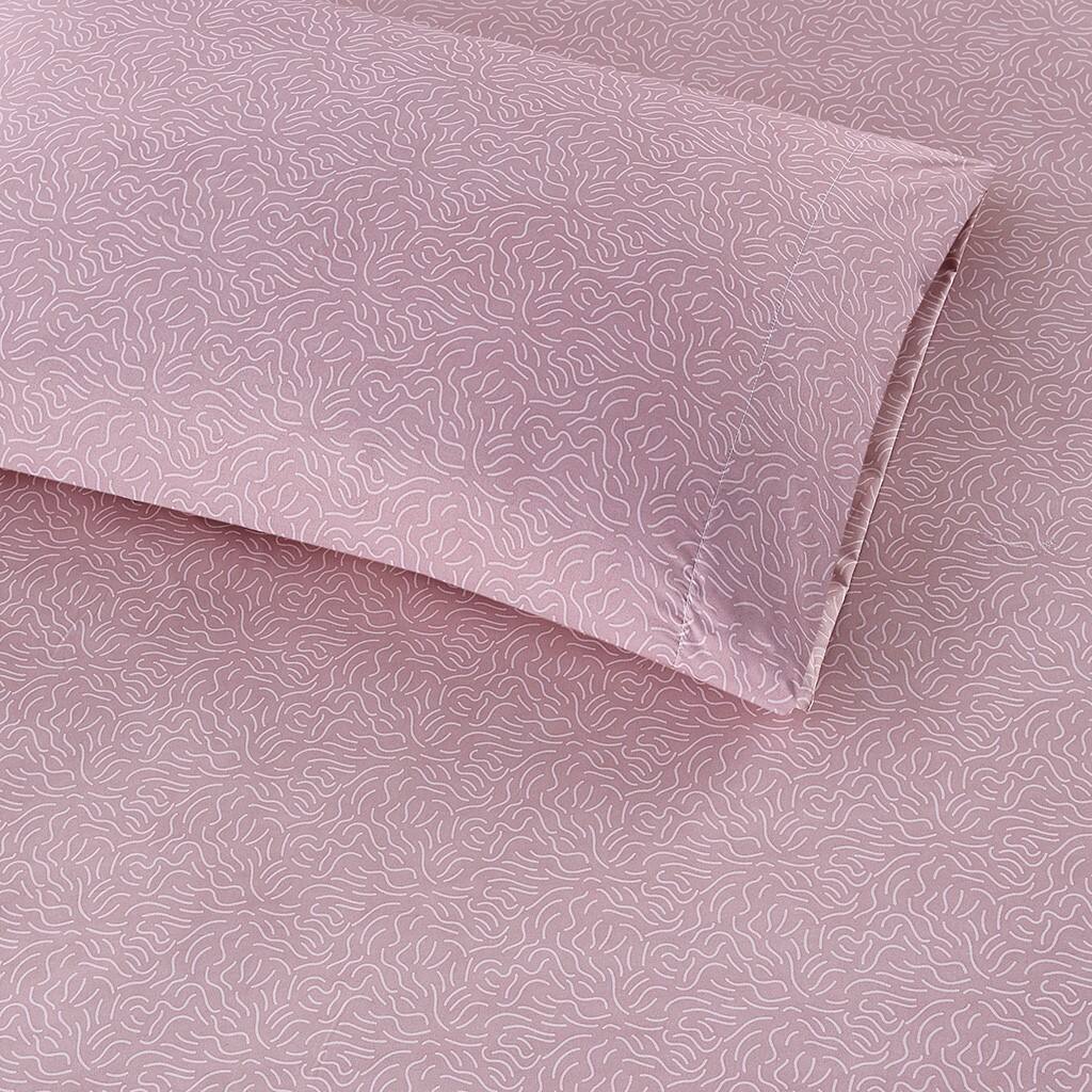 Alt View 2. Gracie Mills - Gracie Mills Giselle 4-Peice Wrinkle Free Printed Microfiber Sheet Set - Blush Waves.