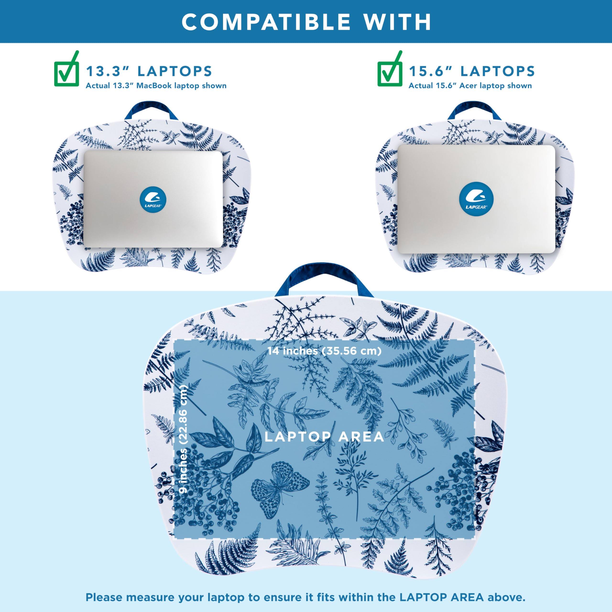 COMPATIBLE WITH

13.3" LAPTOPS  
Actual 13.3" MacBook laptop shown

15.6" LAPTOPS  
Actual 15.6" Acer laptop shown

14 inches (35.56 cm)  
LAPTOP AREA

Please measure your laptop to ensure it fits within the LAPTOP AREA above.