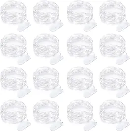 FINEAK - 16 Pack 30 LED 10ft White Waterproof Battery Operated String Lights