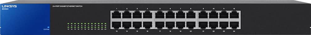 Front. Linksys - 24-Port Gigabit Ethernet Switch - Black.