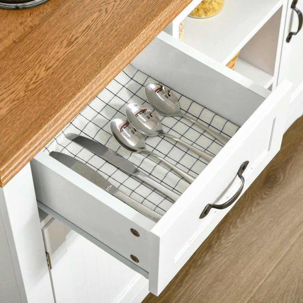 Angle. Kadyn - 42-Inch Sideboard Buffet with Multiple Drawers & Adjustable Shelves, White - White.