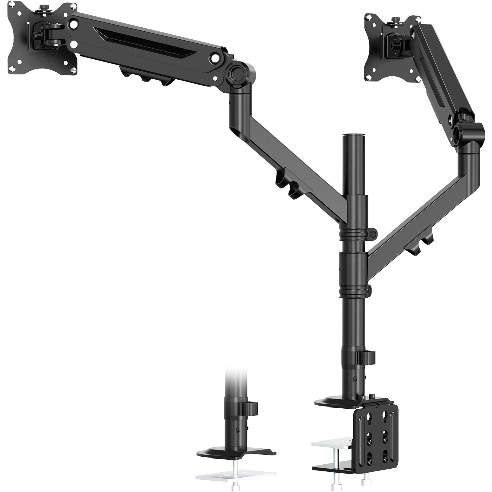 Alt View 6. Refined Abode Design - Dual Monitor Mount For 17 To Holds Up Desk Arms 2 Monitors Vertical/parallel Placement With Clamp/grommet B - Default.