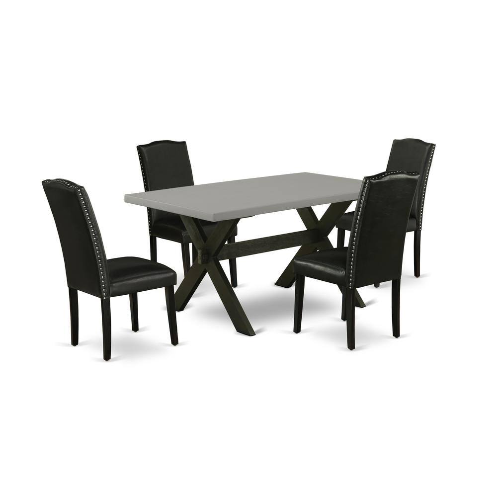 Angle. East West Furniture - East West Furniture X696EN169-5 5-Pc Dining Room Table Set - 4 Kitchen Chairs and 1 Modern Cement Kitchen Dining Table - Multi-Color.