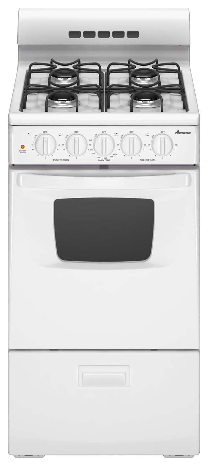 Amana - 20" 2.6 Cu. Ft. Freestanding Gas Range - White - Front_Zoom