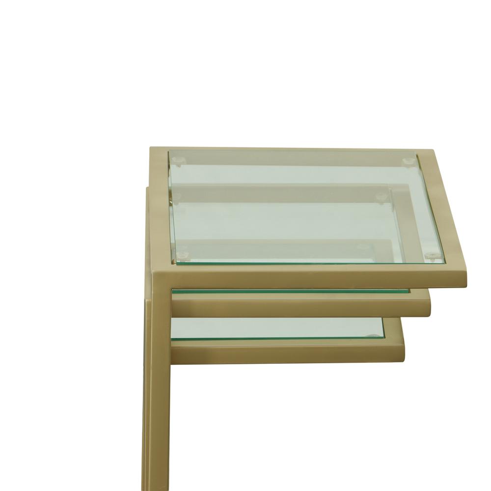 Alt View 2. Carolina Chair & Table - Addison Nesting Table Set - Glass Top - Gold Base - Clear, Gold.