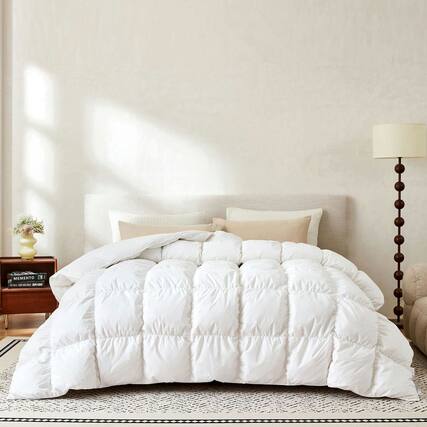 Front. Resenkos - Goose Down Comforter King Size, Fluffy and Warm Duvet Insert, Dimensional Design with No Shifting, 106 x 90 Inch, White - White.