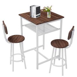 Ecooso - Bar table, equipped with 2 bar stools , with backrest and partition - beige brown
