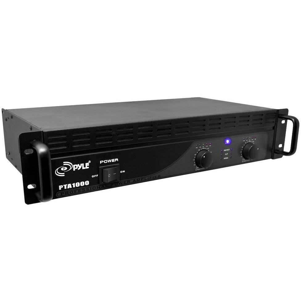 Front. PylePro - Pro Pta1000 Professional Power Amplifier, 1000 Watt - Black.