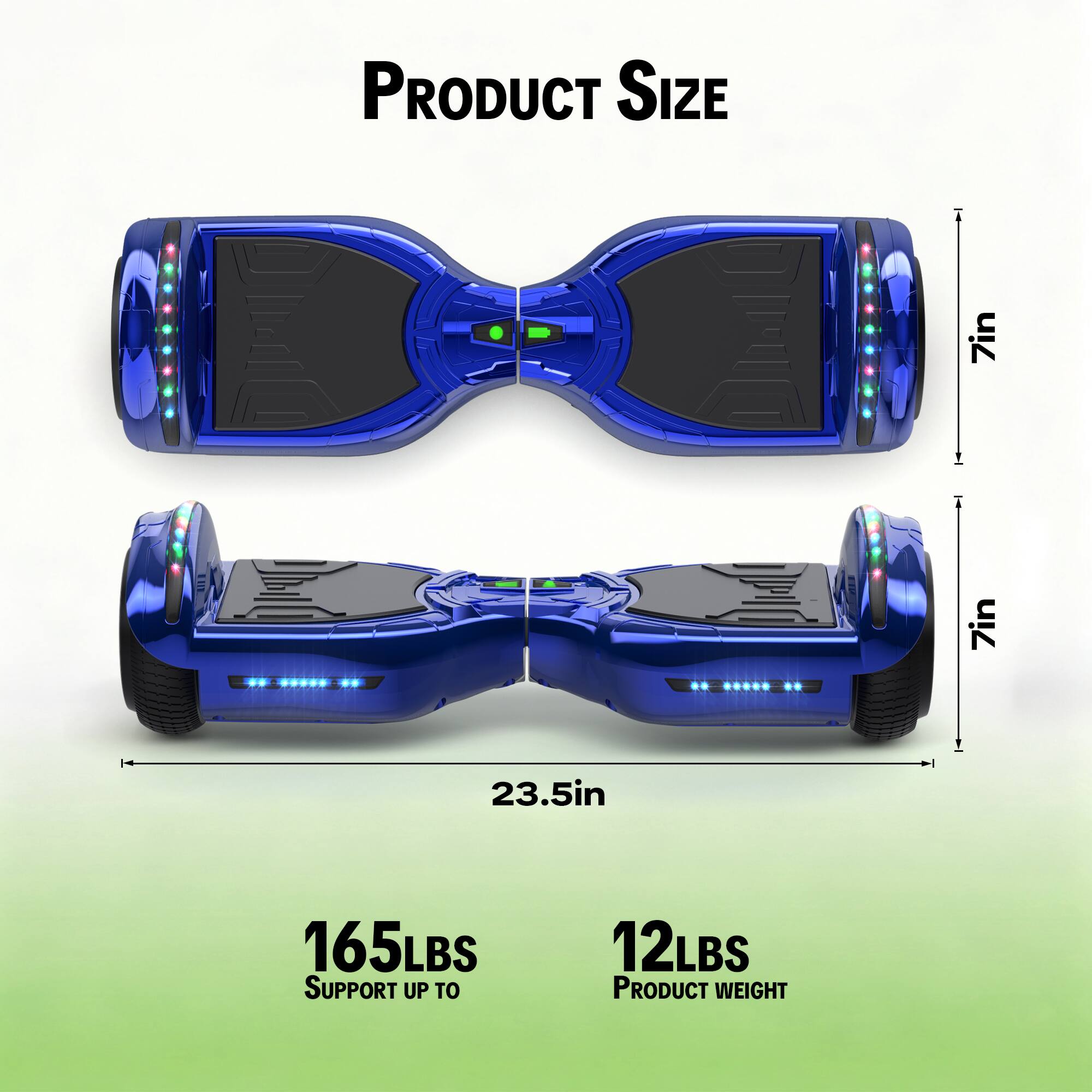 PRODUCT SIZE  
7in  
7in  
23.5in  
165LBS SUPPORT UP TO  
12LBS PRODUCT WEIGHT