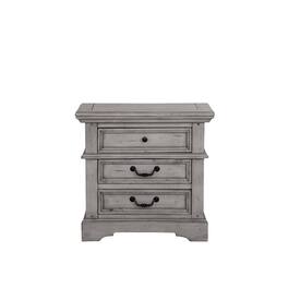 American Woodcrafters - Stonebrook 3-Drawer Nightstand - Light Distressed Antique - Gray