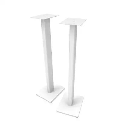 Front. Kanto - 34" Universal Bookshelf Speaker Floor Stands, Pair - White.
