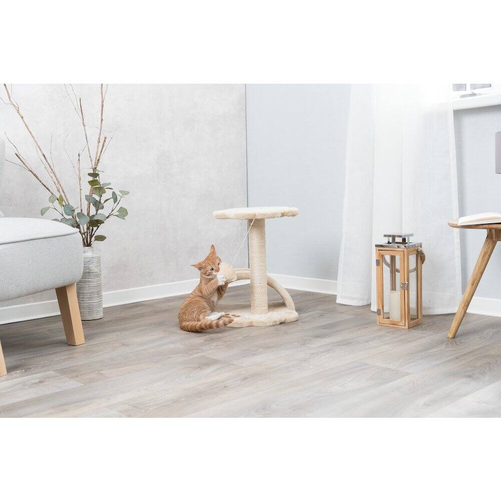 Alt View 1. TRIXIE - Vitoria Plush & Sisal 17" Cat Scratching Post with Platform, Beige - Beige.