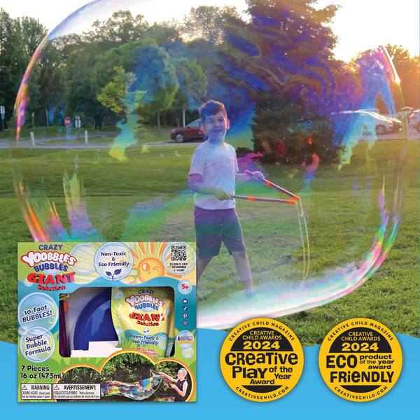 Crazy Nothing to Write Non-Toxic LO YOOBBLES & Eco Friendly BUBBLES GIANT Solution CRAZY VOOBLLES SUBBLES 10-Foot a BUBBLES! GAN' Solution: Super Non-Toxic eco friendly Bubble Formula 7 Pieces 16 oz (473mL) A WARNING A AVERTISSEMENT CHILD CHILD CREATIVE CHILD CREATIVE AWARDS MAGAZINE CREATIVE CHILD CREATIVE AWARDS MAGAZINE 2024 2024 CREATIVE product ECO of the award year Play of the Year FRIENDLY Award CATATIVECWILD.COM CALATIVEGNILD.COM