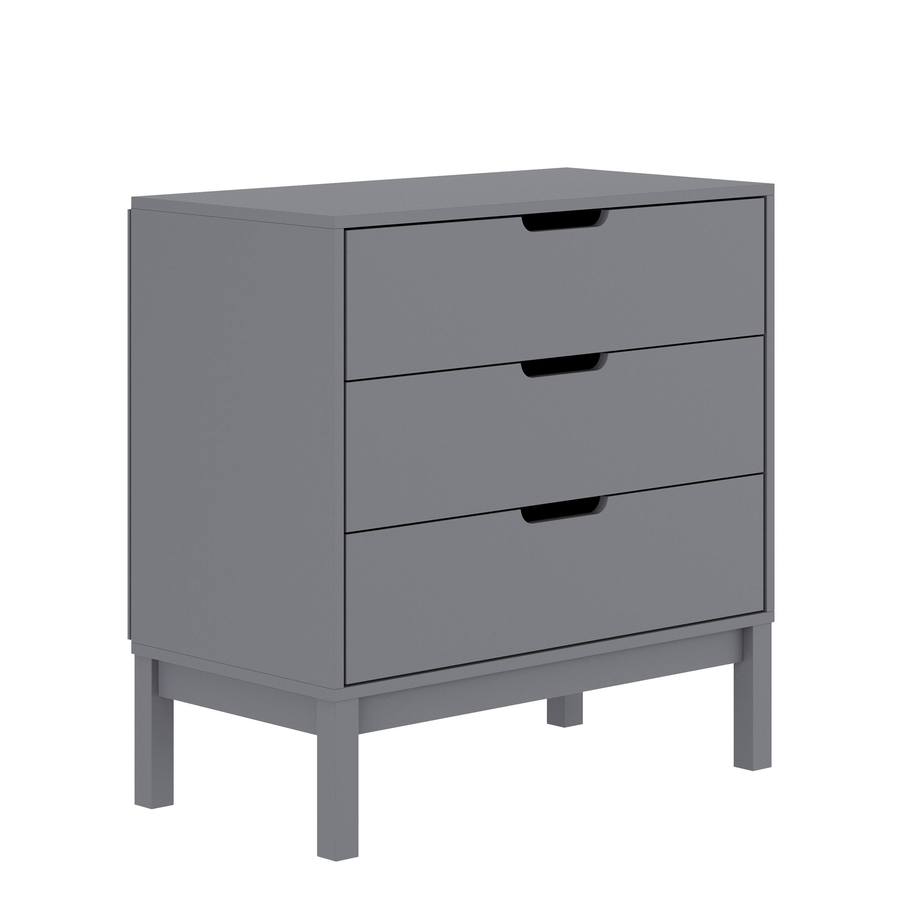 Alt View 1. Emma + Oliver - Samuel Kids Triple-Drawer Dresser with Solid Wood Frame, Chest of Drawers for Kids Bedroom - Gray.