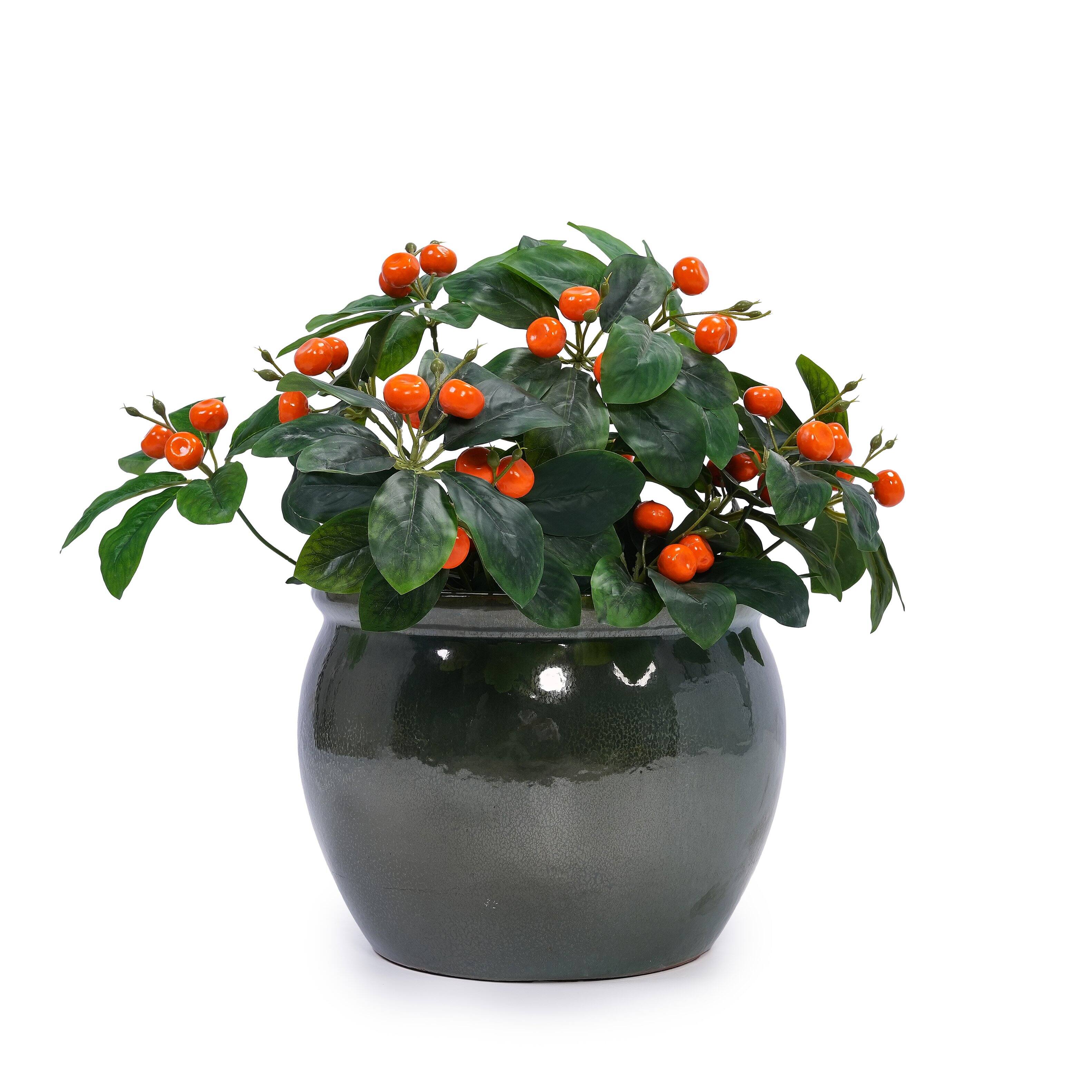 Alt View 8. Loheer - Loheer Ceramic Planter Set, Handmade Dark Green Glazed Clay Pots with Drainage, Set of 3 for Indoor Outdoor Plants.