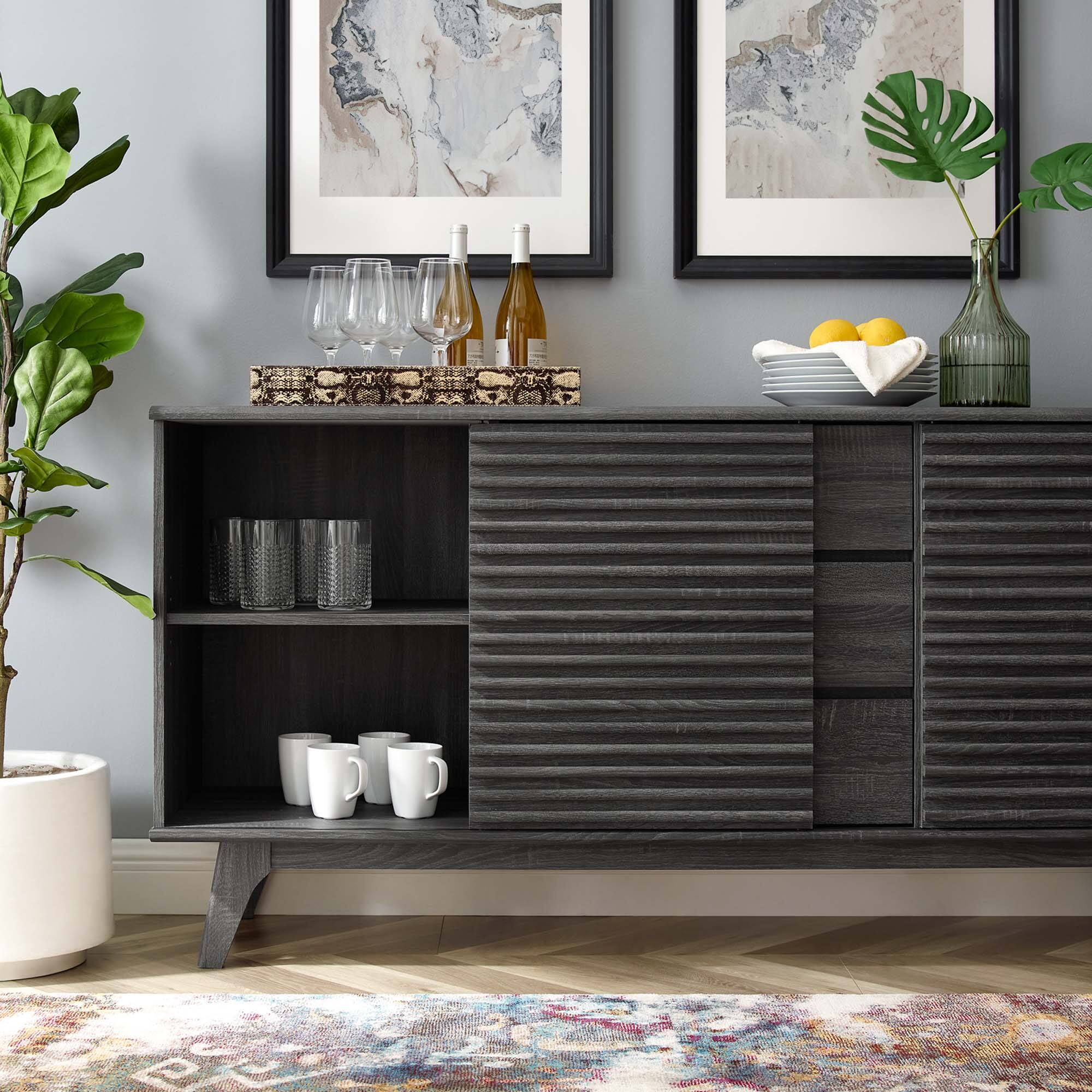 Back. Modway - Render 63" Sideboard Buffet Table or TV Stand by Modway - Charcoal.