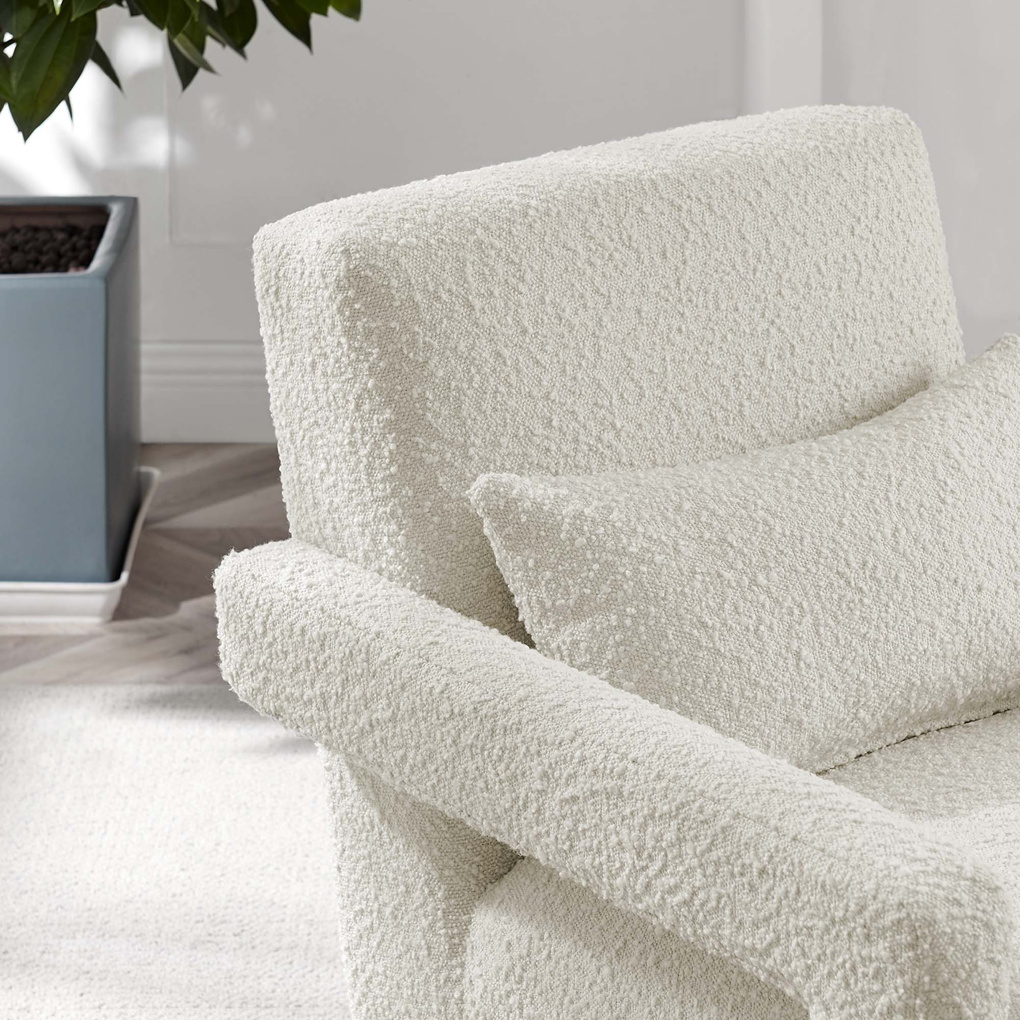 Alt View 5. Modway - Mirage Boucle Upholstered Armchair by Modway - White.
