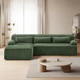 Anysun - Minimalist Design Comfy Chenille L-Shape Luxury Sectional Oversized Sofa, No Assembly Required, Left Facing - Green
