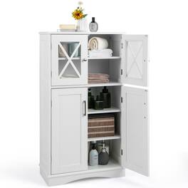 Ecooso - 4-Door Freestanding Bathroom Storage Cabinet with Adjustable Shelves Organizer - White