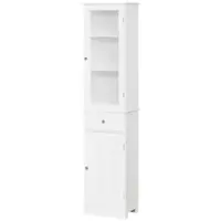 LOVMOR Metal Pantry Storage Cabinet with Freestanding Cupboard and Retractable Doors - White - Front_Zoom