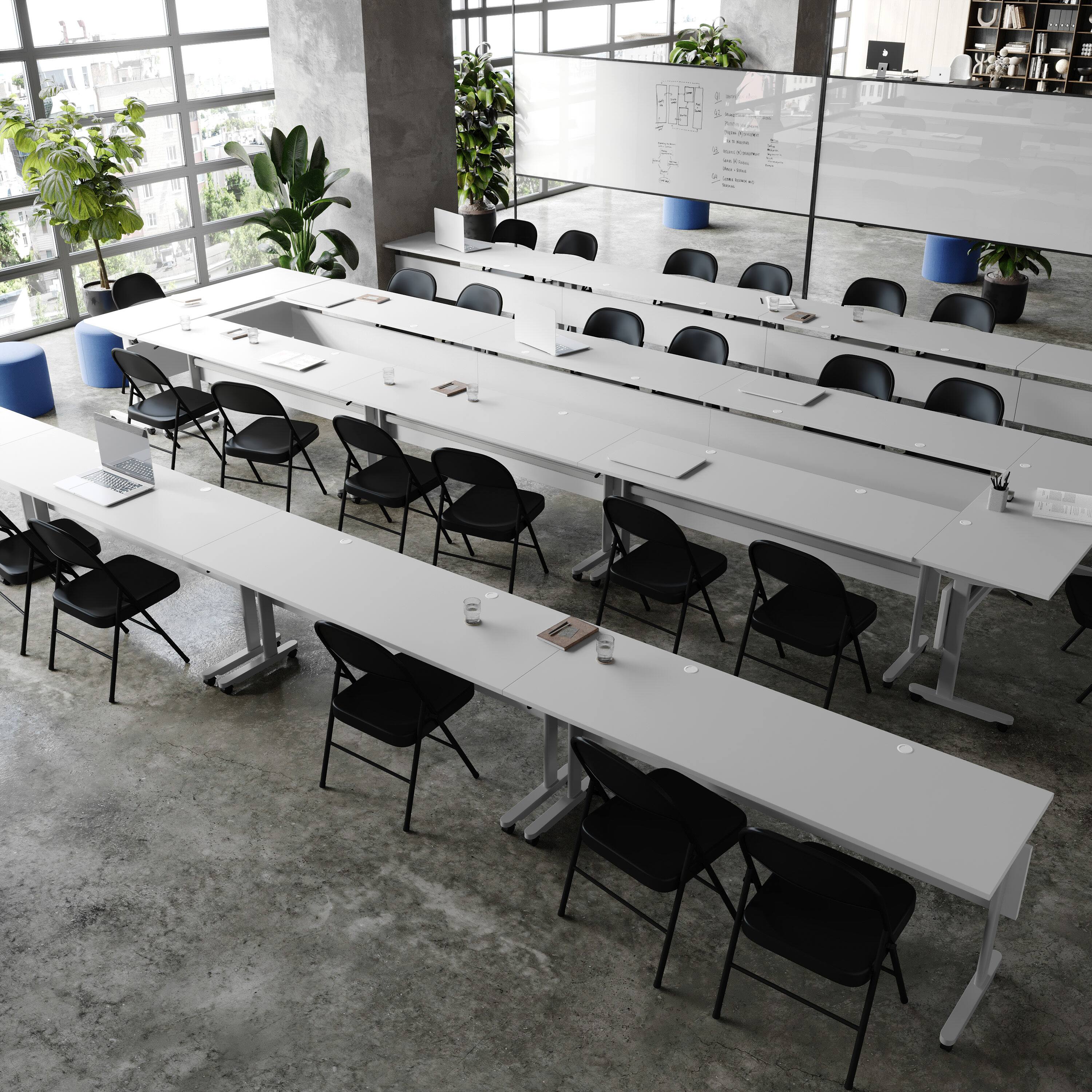 Alt View 3. Flash Furniture - Palmer Commercial Grade 72" x 24" Heavy-Duty Nesting Flip Training Table with T-Legs, Modesty Panel, 1" Thick Gray Table - Gray.